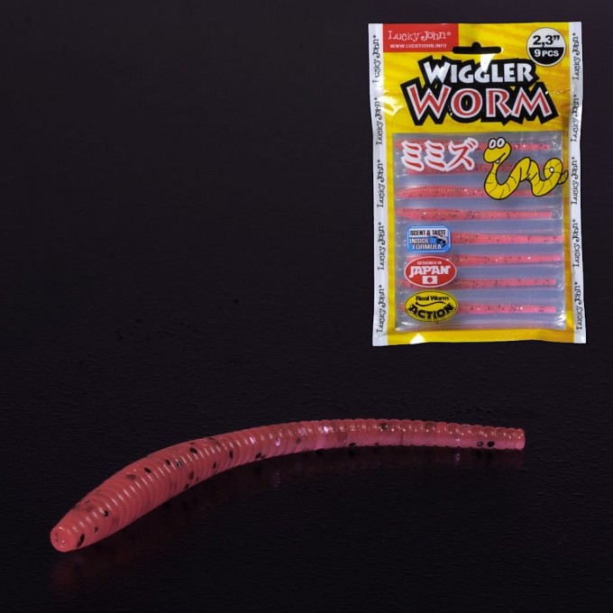 Слаги съедобные искусственные LUCKY JOHN PRO SERIES WIGGLER WORM, 2.3in (5.84 см), цвет 052, 9шт. 140153-052