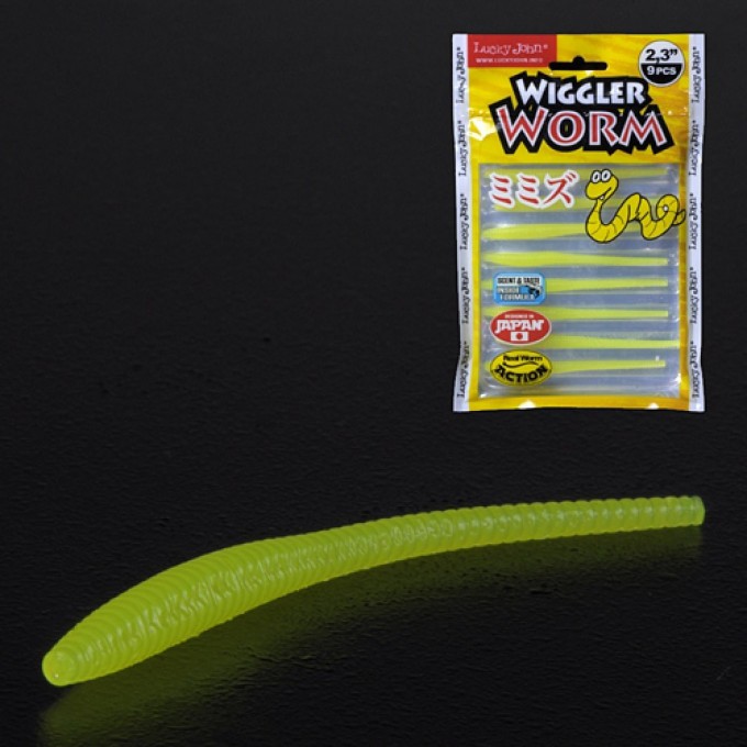 Слаги съедобные искусственные LUCKY JOHN PRO SERIES WIGGLER WORM, 2.3in (5.84 см), цвет 101, 9шт. 140153-101