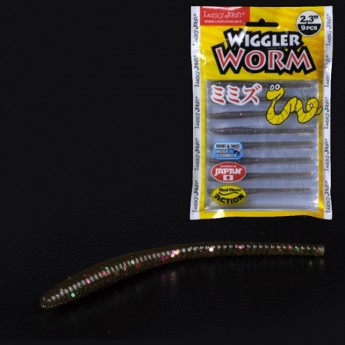 Слаги съедобные искусственные LUCKY JOHN PRO SERIES WIGGLER WORM, 2.3in (5.84 см), цвет s21, 9шт.