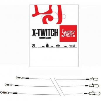Поводки титановые LUCKY JOHN X-TWITCH (2 шт, 20 см, 10 кг)